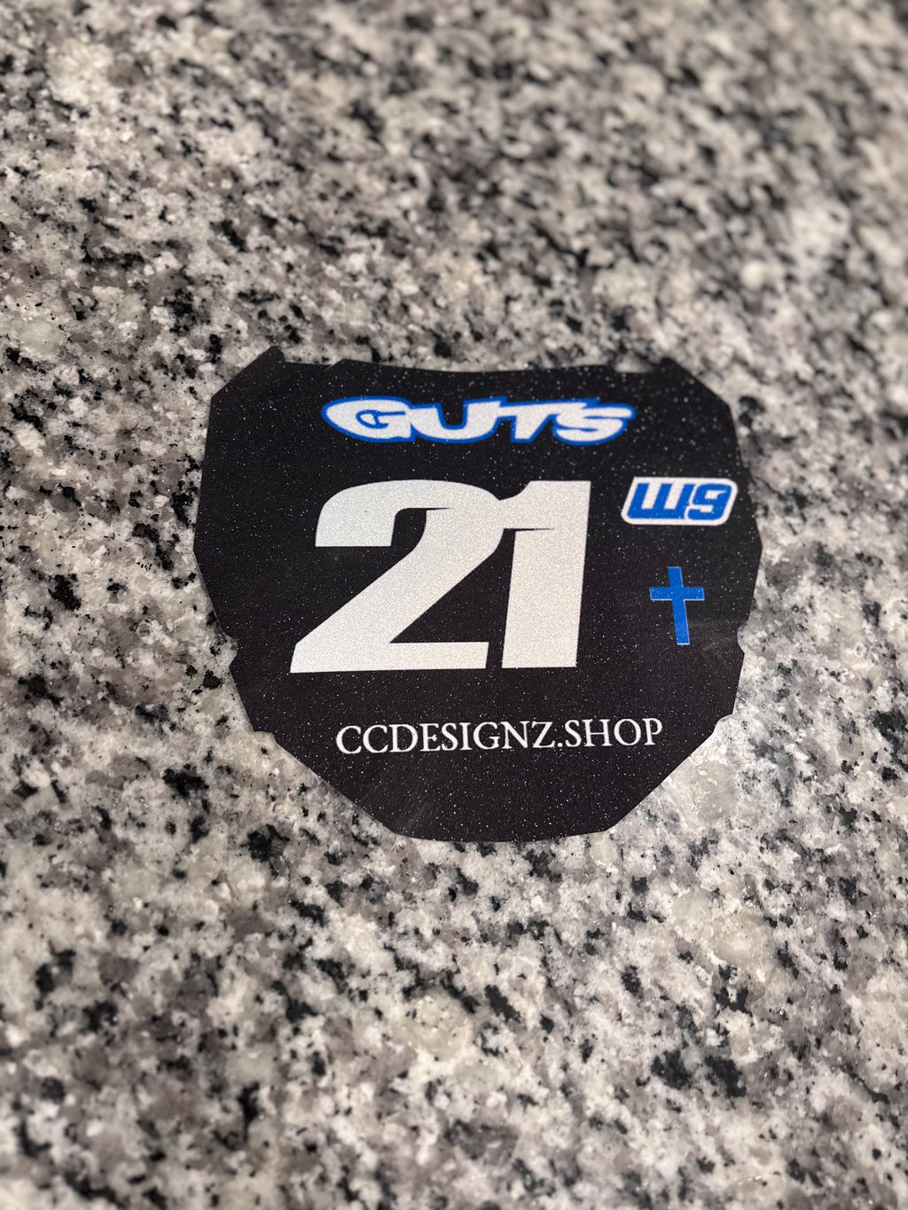 Blue sparkly decal
